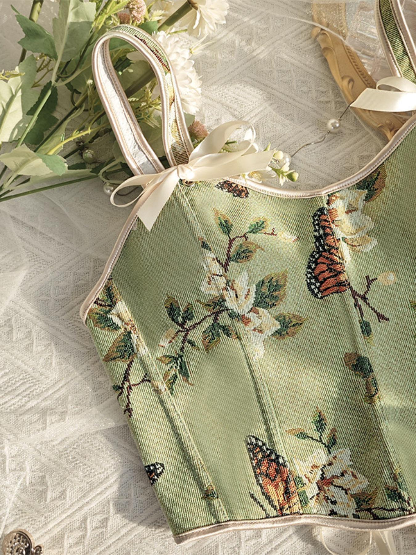 Women's Floral Print Adjustable Lace Up Corset Structure Shapewear Tank Top, Fashionable Bow Decor Shapewear Top for Daily Wear, Tummy Control Shaper for Women Women's Floral Print Adjustable Lace Up Corset Structure Shapewear Tank Top, Fashionable Bow Decor Shapewear Top for Daily Wear, Tummy Control Shaper for Women