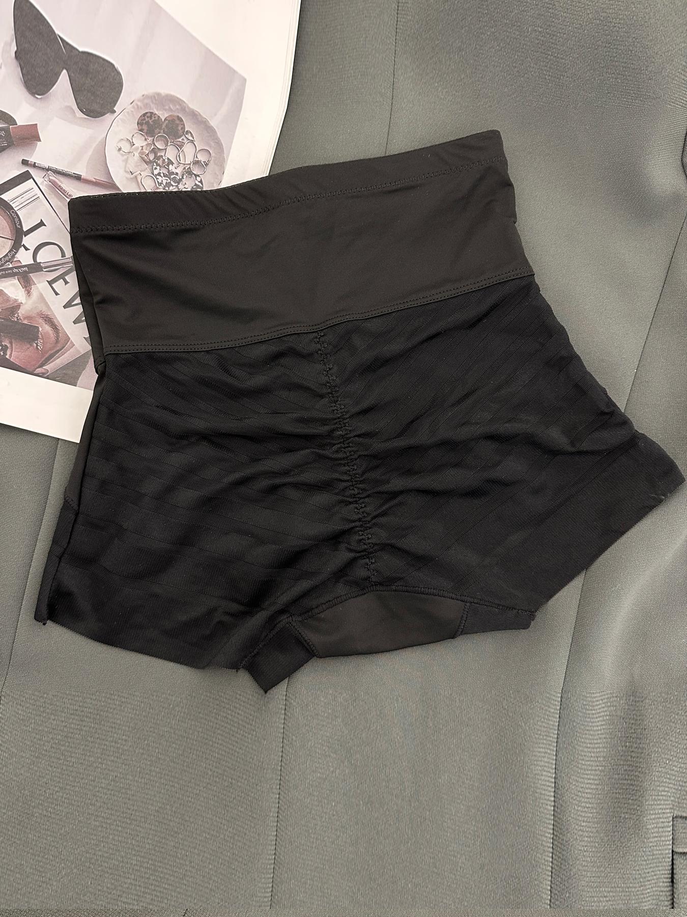 Women's High-Waisted Shapewear Panties, Layered Slimming Underwear, Striped Mesh Design, Breathable Sweat-Proof, Plus Size, All Seasons Women's High-Waisted Shapewear Panties, Layered Slimming Underwear, Striped Mesh Design, Breathable Sweat-Proof, Plus Size, All Seasons