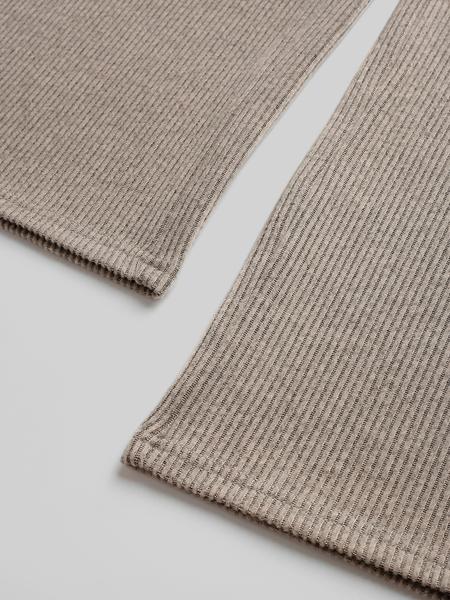 Women's Fall Winter Casual Slim-Fit Long Sleeve Round Neck Top & Pants Set, Plain Pattern Moderate Fabric, Two-Piece