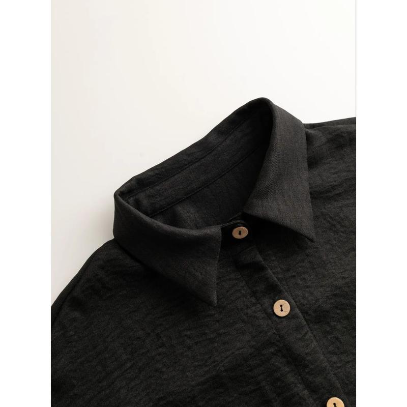 Women's Solid Button Front Shirt & Tie Front Wide Leg Pants Two-piece Set, Casual Drop Shoulder Long Sleeve Blouse Top & Trousers 2 Piece Set for Spring & Fall, Women's Clothes for Daily Wear Womenswear Suits Apricot Basic Minimalist Women's Solid Button Front Shirt & Tie Front Wide Leg Pants Two-piece Set, Casual Drop Shoulder Long Sleeve Blouse Top & Trousers 2 Piece Set for Spring & Fall, Women's Clothes for Daily Wear Womenswear Suits Apricot Basic Minimalist