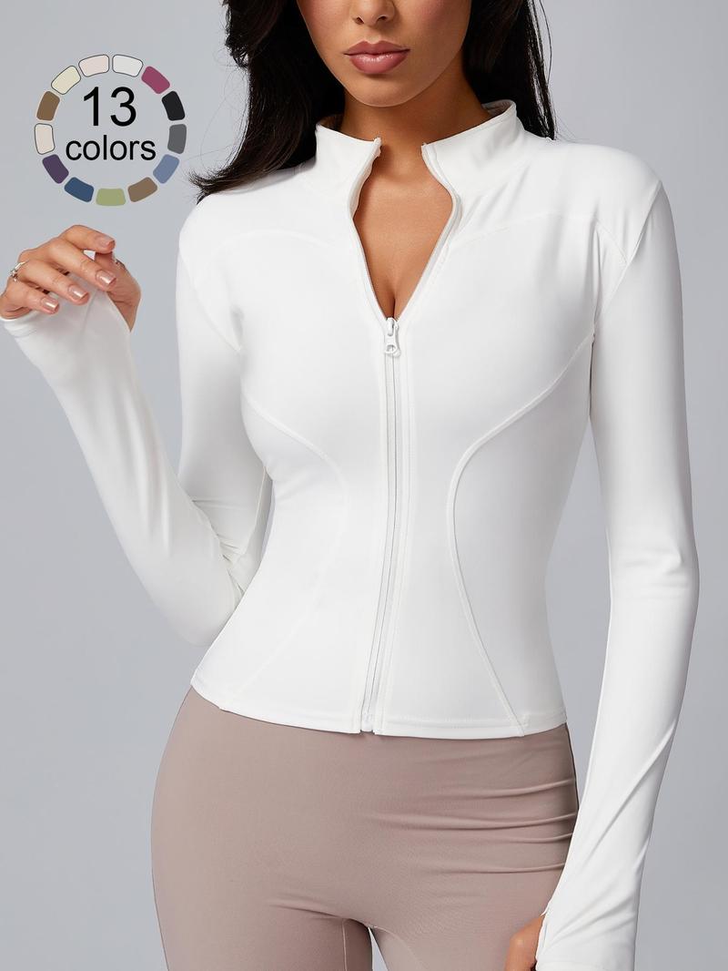 Women's Zip Up Sports Jacket, Tight Long Sleeve Sports Top, Ladies Sportswear Clothing for Spring Indoor Wear Women's Zip Up Sports Jacket, Tight Long Sleeve Sports Top, Ladies Sportswear Clothing for Spring Indoor Wear