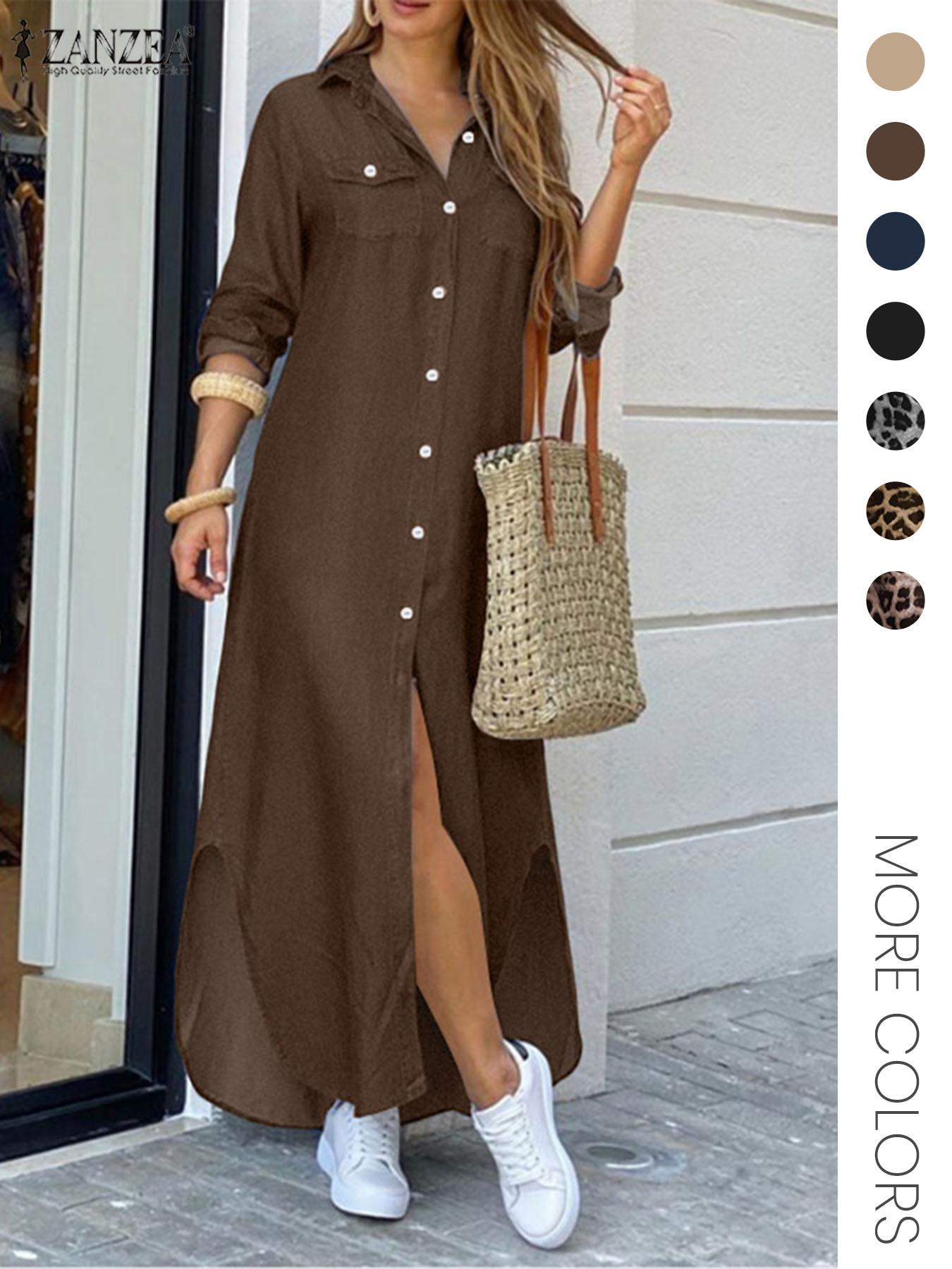 Women's Leopard Print Button Front Flap Pocket Shirt Fabric Dress, Casual Curved Hem Long Sleeve Collared Long Dress for Daily Wear, Ladies' Clothes for All Seasons, Womenswear Women's Leopard Print Button Front Flap Pocket Shirt Fabric Dress, Casual Curved Hem Long Sleeve Collared Long Dress for Daily Wear, Ladies' Clothes for All Seasons, Womenswear