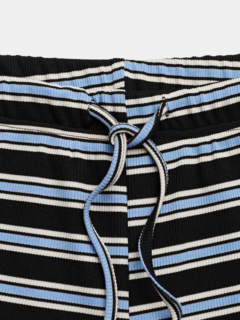 Women's Casual Colorblock Striped Long Sleeve Top & Loose-Fit Pants Set, Perfect for Holidays, Commuting, Daily Wear Women's Casual Colorblock Striped Long Sleeve Top & Loose-Fit Pants Set, Perfect for Holidays, Commuting, Daily Wear