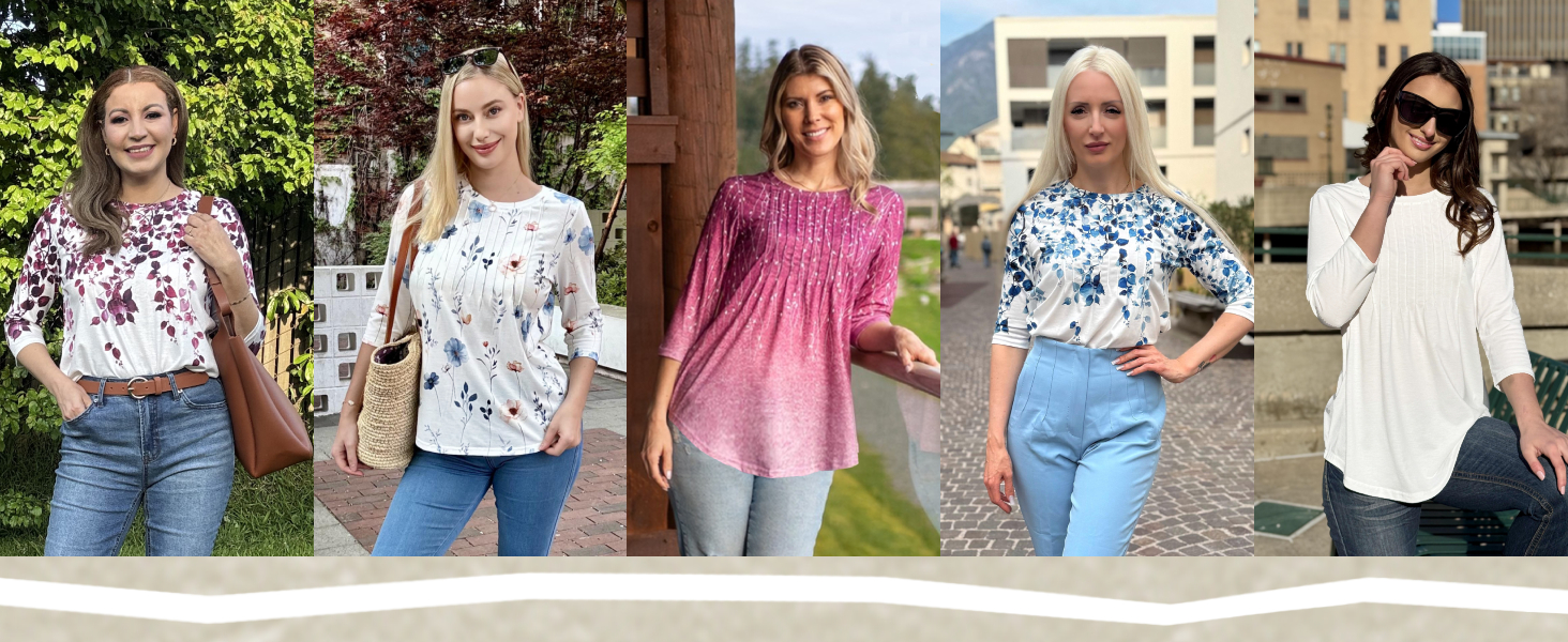 Zeagoo Tops for Women Summer 3/4 Sleeve Loose Fit Tees