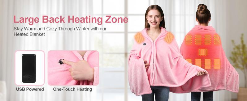 Portable USB Heated Blanket Shawl - 59'' x 33.5'' Wearable Electric Throw with 10000MAH power bank | Adjustable 3 Heating Levels & Fast Heating | Machine Washable Dual-Sided Velvet Soft Wrap for Indoor/Outdoor Use at Home/Office/Travel Christmas Gift Portable USB Heated Blanket Shawl - 59'' x 33.5'' Wearable Electric Throw with 10000MAH power bank | Adjustable 3 Heating Levels & Fast Heating | Machine Washable Dual-Sided Velvet Soft Wrap for Indoor/Outdoor Use at Home/Office/Travel Christmas Gift