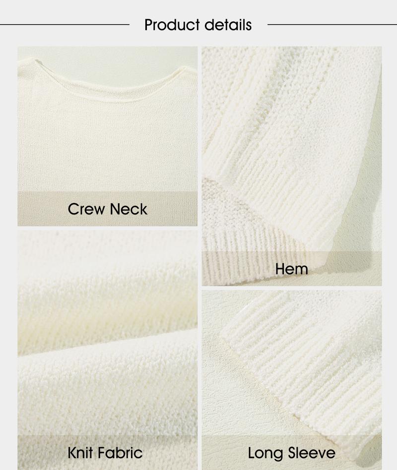 EVALESS Women‘s Crochet Shirts Tops Crewneck Long Sleeve Drop Shoulder Knitwear Lightweight Casual Pullover Blouses 2025 Fall Outfits Womenswear EVALESS Women‘s Crochet Shirts Tops Crewneck Long Sleeve Drop Shoulder Knitwear Lightweight Casual Pullover Blouses 2025 Fall Outfits Womenswear
