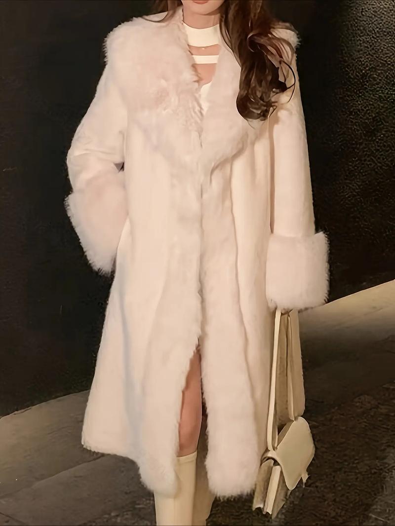 Women's Elegant White Faux Fur Coat High Quality Warm Winter Jacket Dual Purpose for Casual Formal Dinner Long Sleeve Soft Stylish Outerwear Pair with Statement Earrings Womenswear Tops Basic Minimalist winter clothes women winter coats women Women's Elegant White Faux Fur Coat High Quality Warm Winter Jacket Dual Purpose for Casual Formal Dinner Long Sleeve Soft Stylish Outerwear Pair with Statement Earrings Womenswear Tops Basic Minimalist winter clothes women winter coats women