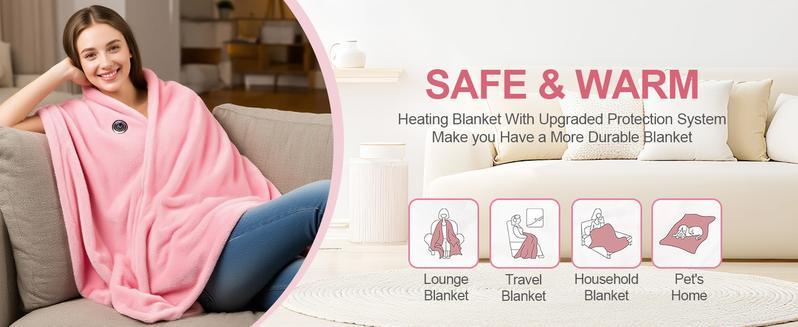 Portable USB Heated Blanket Shawl - 59'' x 33.5'' Wearable Electric Throw with 10000MAH power bank | Adjustable 3 Heating Levels & Fast Heating | Machine Washable Dual-Sided Velvet Soft Wrap for Indoor/Outdoor Use at Home/Office/Travel Christmas Gift Portable USB Heated Blanket Shawl - 59'' x 33.5'' Wearable Electric Throw with 10000MAH power bank | Adjustable 3 Heating Levels & Fast Heating | Machine Washable Dual-Sided Velvet Soft Wrap for Indoor/Outdoor Use at Home/Office/Travel Christmas Gift