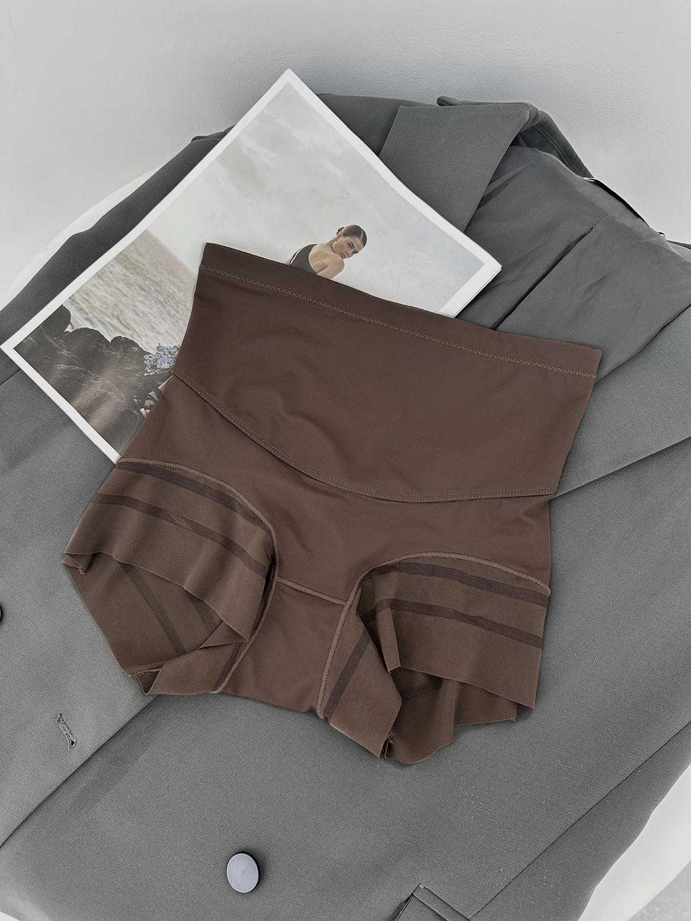 Women's High-Waisted Shapewear Panties, Layered Slimming Underwear, Striped Mesh Design, Breathable Sweat-Proof, Plus Size, All Seasons Women's High-Waisted Shapewear Panties, Layered Slimming Underwear, Striped Mesh Design, Breathable Sweat-Proof, Plus Size, All Seasons