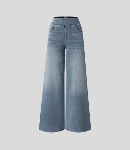 2026🔥 Halara FlexTM High Waisted Multiple Pockets Baggy Wide Leg Washed Stretchy Knit Casual Jeans