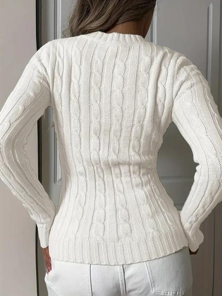 Women's V Neck Cable Knit Long Sleeve Pullover Sweater, Slim Fit Plain Color Knitwear for Fall & Winter, Classic Casual Daily Wear Back to School, Women Fall Outfit, Old Money Knit Top, Winter Sweater for Women Women's V Neck Cable Knit Long Sleeve Pullover Sweater, Slim Fit Plain Color Knitwear for Fall & Winter, Classic Casual Daily Wear Back to School, Women Fall Outfit, Old Money Knit Top, Winter Sweater for Women