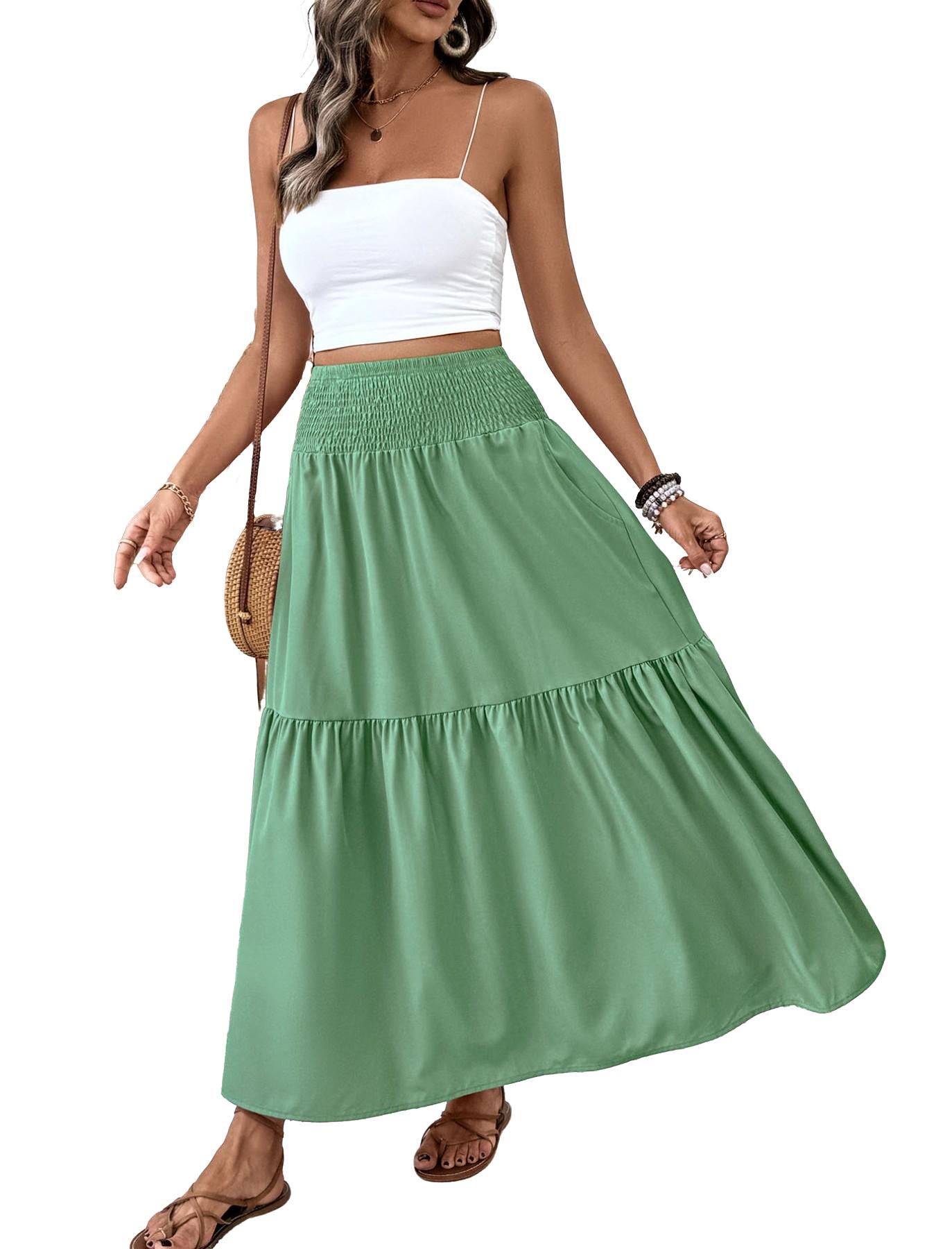 Women's Ditsy Floral Vintage Casual Vacation Layered A-Line Skirt, Elegant Long Skirt for Spring & Fall, All over Print Fitted Style Women's Ditsy Floral Vintage Casual Vacation Layered A-Line Skirt, Elegant Long Skirt for Spring & Fall, All over Print Fitted Style