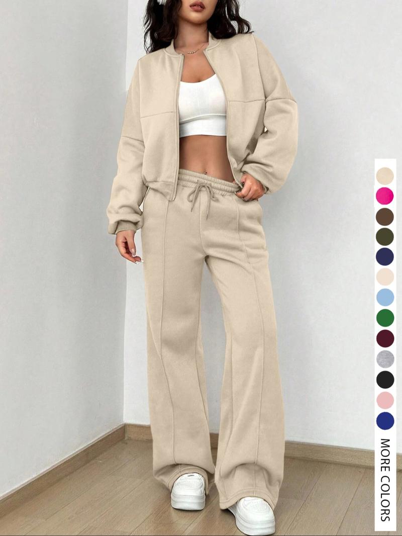 Women's Casual Striped Long Sleeve Zipper Jacket and Pants Set, Airport Wear, Fitted Natural Waist, Regular Length, All Seasons Women's Casual Striped Long Sleeve Zipper Jacket and Pants Set, Airport Wear, Fitted Natural Waist, Regular Length, All Seasons