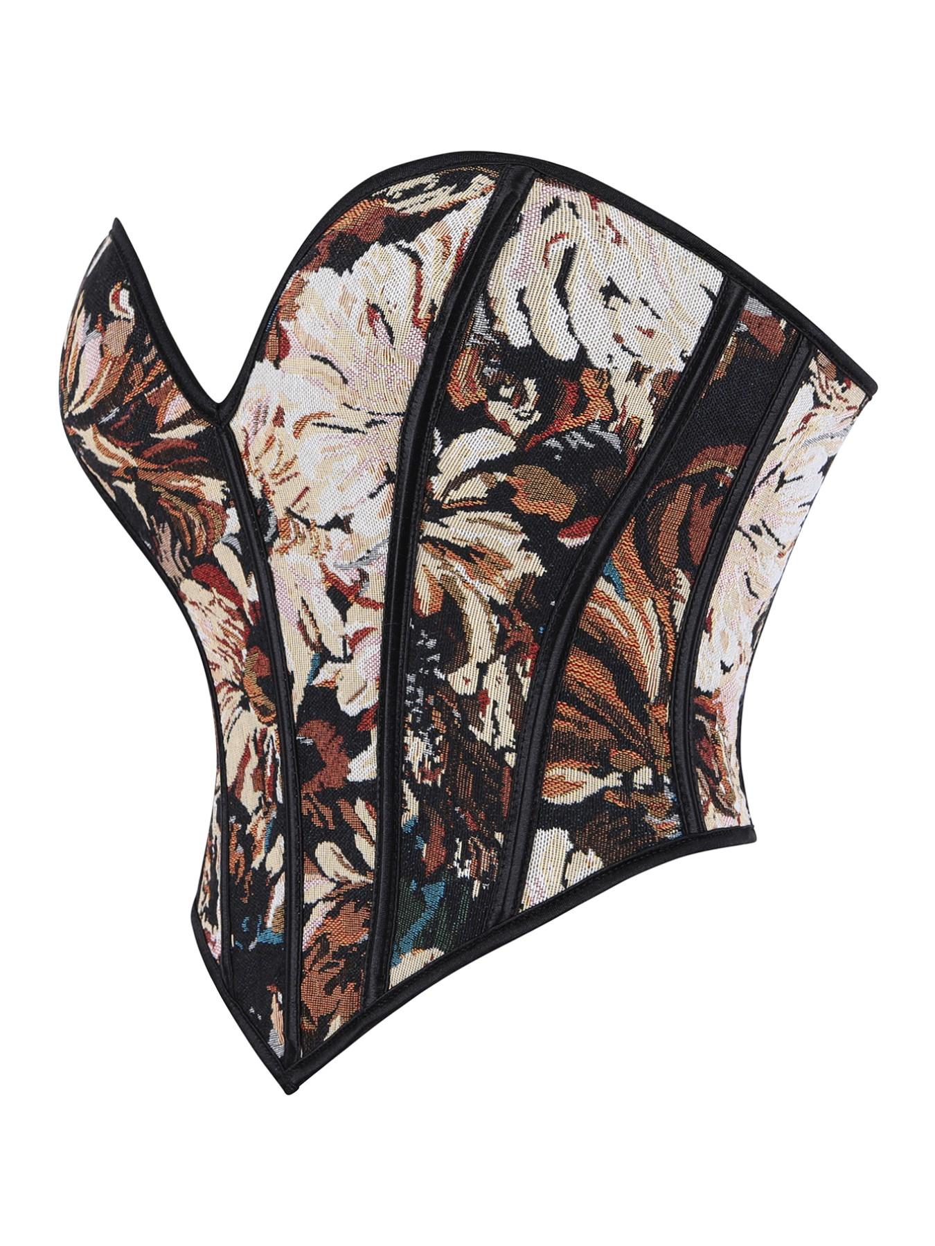 Women's Floral Print Shapewear Tops, Fashionable Lace Up Closure Corset, Tummy Control Shaper for Women Women's Floral Print Shapewear Tops, Fashionable Lace Up Closure Corset, Tummy Control Shaper for Women