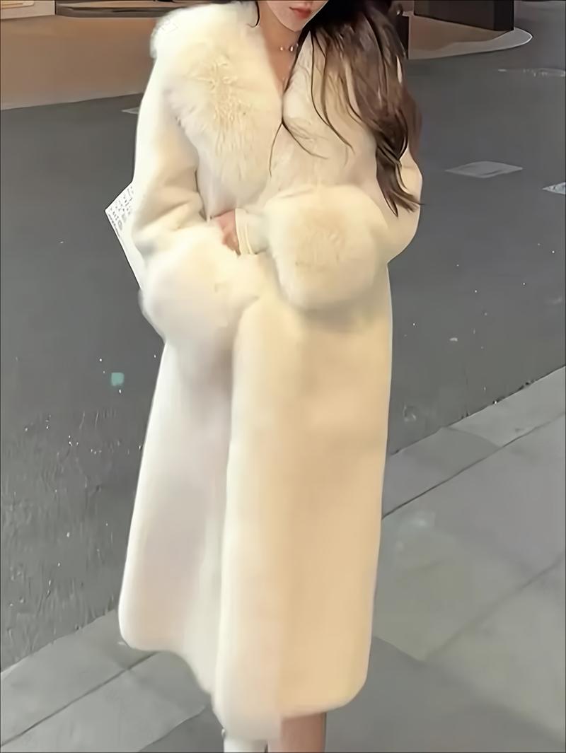 Women's Elegant White Faux Fur Coat High Quality Warm Winter Jacket Dual Purpose for Casual Formal Dinner Long Sleeve Soft Stylish Outerwear Pair with Statement Earrings Womenswear Tops Basic Minimalist winter clothes women winter coats women Women's Elegant White Faux Fur Coat High Quality Warm Winter Jacket Dual Purpose for Casual Formal Dinner Long Sleeve Soft Stylish Outerwear Pair with Statement Earrings Womenswear Tops Basic Minimalist winter clothes women winter coats women