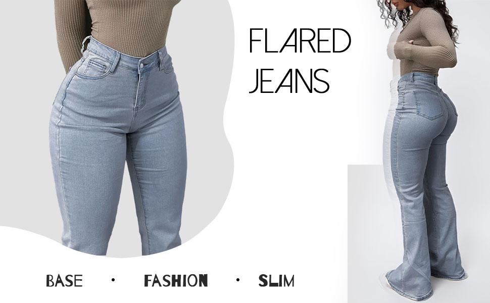 GILIPUR Y2K Women's High Waist Flare Leg Jeans, Casual Button Fly Pocket Design Bell Bottom Denim Pants, Women's Bottoms for Daily Wear, Kardashian Style, 000 Jeans, Light Wash GILIPUR Y2K Women's High Waist Flare Leg Jeans, Casual Button Fly Pocket Design Bell Bottom Denim Pants, Women's Bottoms for Daily Wear, Kardashian Style, 000 Jeans, Light Wash