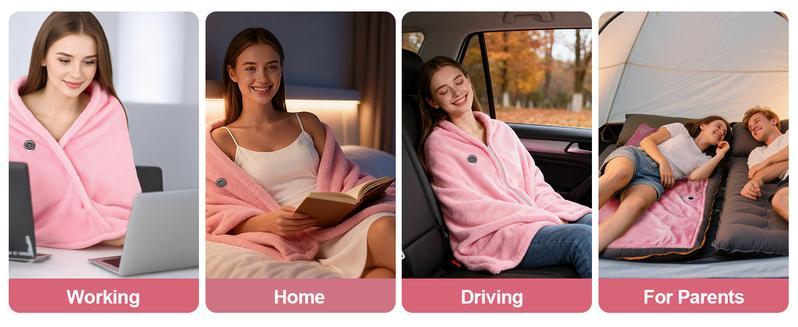 Portable USB Heated Blanket Shawl - 59'' x 33.5'' Wearable Electric Throw with 10000MAH power bank | Adjustable 3 Heating Levels & Fast Heating | Machine Washable Dual-Sided Velvet Soft Wrap for Indoor/Outdoor Use at Home/Office/Travel Christmas Gift Portable USB Heated Blanket Shawl - 59'' x 33.5'' Wearable Electric Throw with 10000MAH power bank | Adjustable 3 Heating Levels & Fast Heating | Machine Washable Dual-Sided Velvet Soft Wrap for Indoor/Outdoor Use at Home/Office/Travel Christmas Gift
