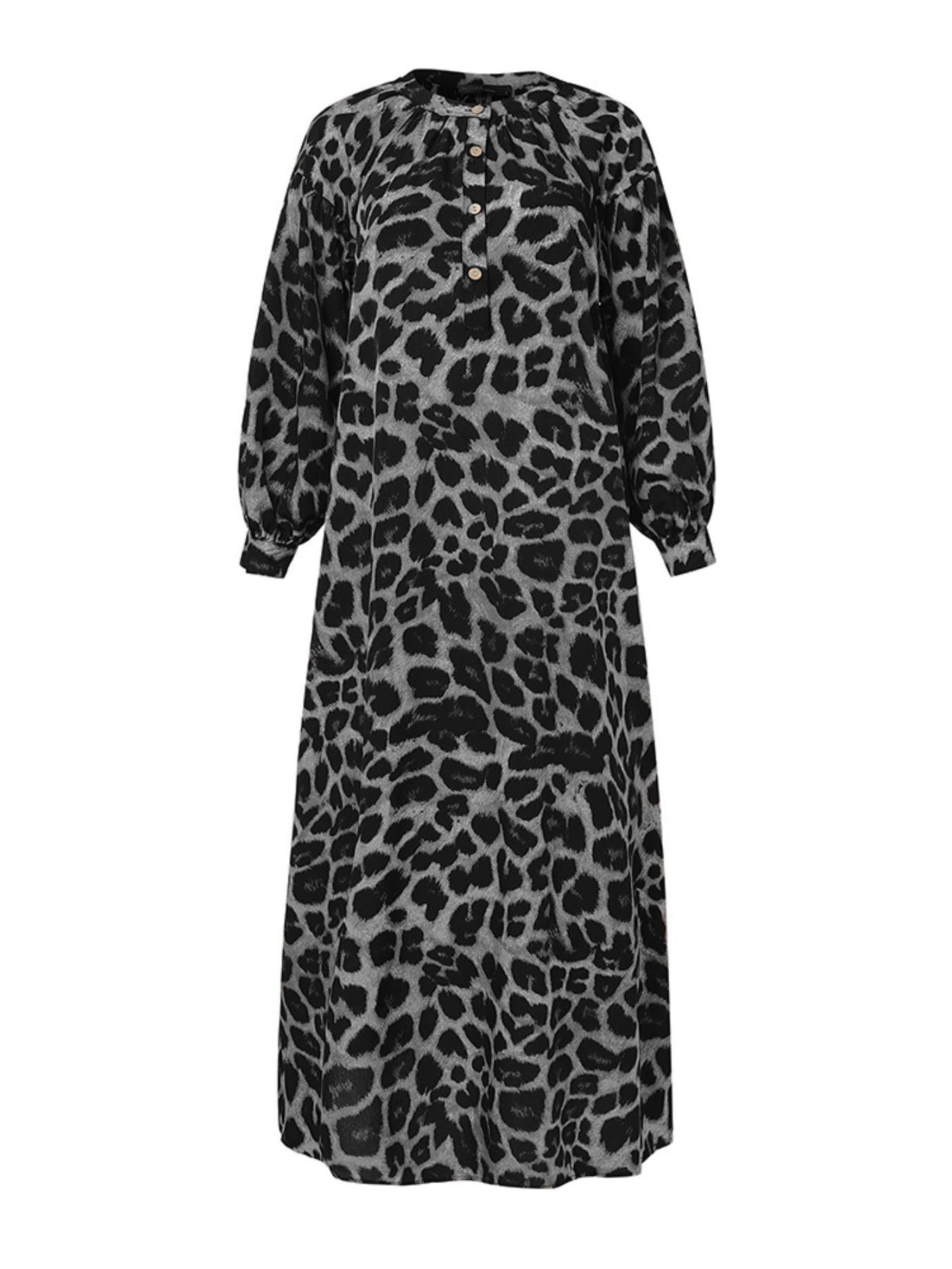 Women's Casual Boho All-Over Leopard Print Dress, Street Long Dress for Vacation Wear, Ladies Clothes for Daily Wear Women's Casual Boho All-Over Leopard Print Dress, Street Long Dress for Vacation Wear, Ladies Clothes for Daily Wear