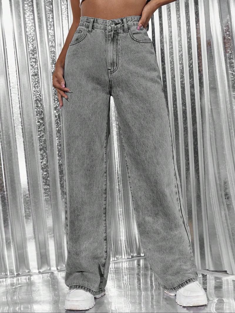 Women's Vintage Style Loose Fit Straight Leg Jeans, Casual Fitted Denim Jeans for Fall & Winter, Classic Boyfriend Look Women's Vintage Style Loose Fit Straight Leg Jeans, Casual Fitted Denim Jeans for Fall & Winter, Classic Boyfriend Look