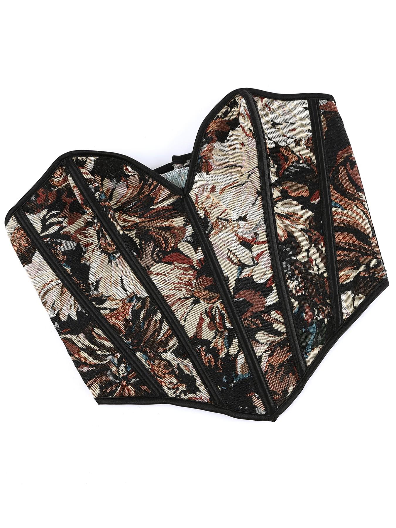 Women's Floral Print Shapewear Tops, Fashionable Lace Up Closure Corset, Tummy Control Shaper for Women Women's Floral Print Shapewear Tops, Fashionable Lace Up Closure Corset, Tummy Control Shaper for Women
