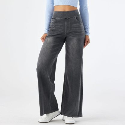 2026🔥 Halara FlexTM High Waisted Multiple Pockets Baggy Wide Leg Washed Stretchy Knit Casual Jeans
