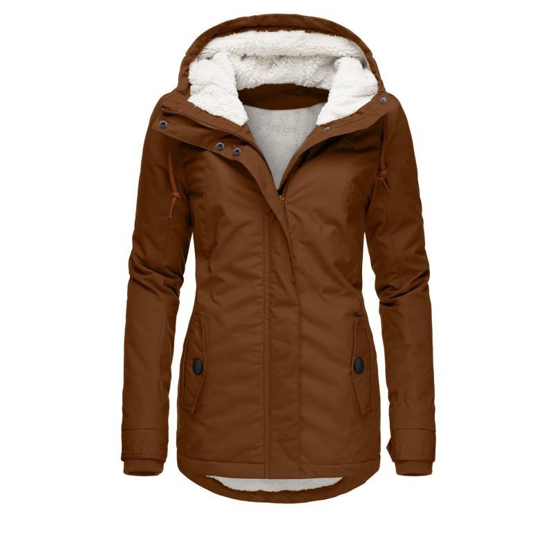 Winter Thickened Cotton Parka with Fleece Lining Hooded Warm Coat Mid-Length Women's Fitted Long Sleeve Outerwear Black Imitation Fur Tops for Casual Basic Minimalist Womenswear Elegance Style - Jackets Winter Thickened Cotton Parka with Fleece Lining Hooded Warm Coat Mid-Length Women's Fitted Long Sleeve Outerwear Black Imitation Fur Tops for Casual Basic Minimalist Womenswear Elegance Style - Jackets