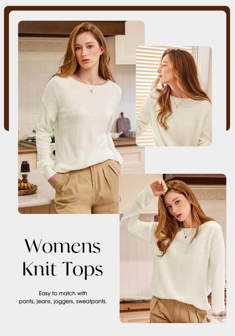 EVALESS Women‘s Crochet Shirts Tops Crewneck Long Sleeve Drop Shoulder Knitwear Lightweight Casual Pullover Blouses 2025 Fall Outfits Womenswear EVALESS Women‘s Crochet Shirts Tops Crewneck Long Sleeve Drop Shoulder Knitwear Lightweight Casual Pullover Blouses 2025 Fall Outfits Womenswear