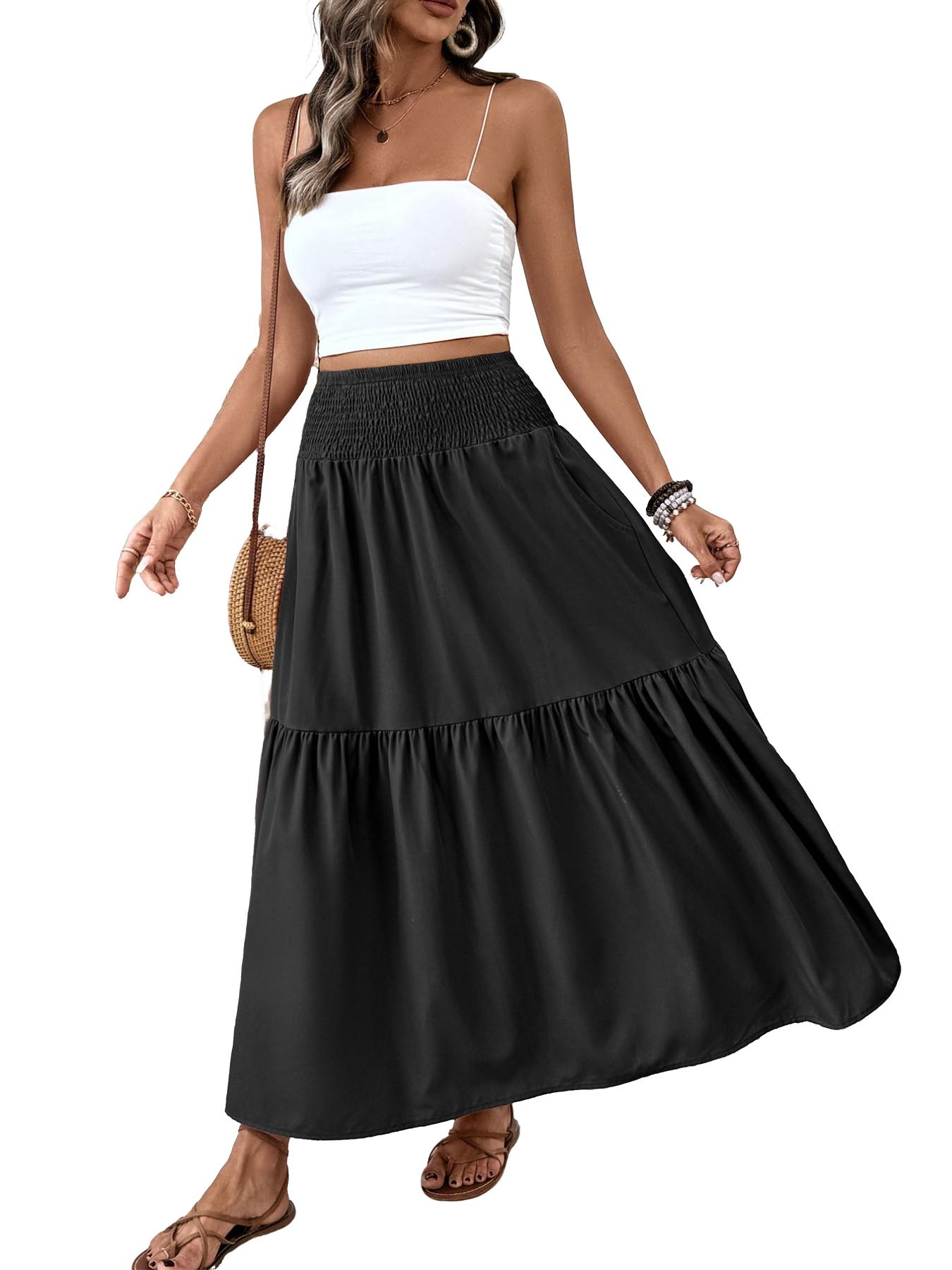 Women's Ditsy Floral Vintage Casual Vacation Layered A-Line Skirt, Elegant Long Skirt for Spring & Fall, All over Print Fitted Style Women's Ditsy Floral Vintage Casual Vacation Layered A-Line Skirt, Elegant Long Skirt for Spring & Fall, All over Print Fitted Style