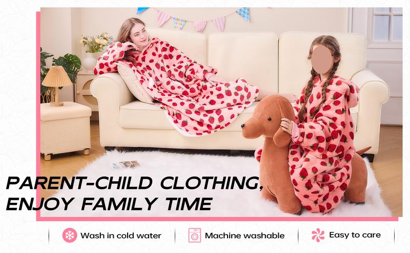Wearable Blanket Hoodie Oversized Sherpa Fleece Hooded Sweatshirt Blanket with Sleeves,Cozy and Giant Blanket Hoodie Extra Long for Adults Women Winter Gift (Strawberry) Wearable Blanket Hoodie Oversized Sherpa Fleece Hooded Sweatshirt Blanket with Sleeves,Cozy and Giant Blanket Hoodie Extra Long for Adults Women Winter Gift (Strawberry)