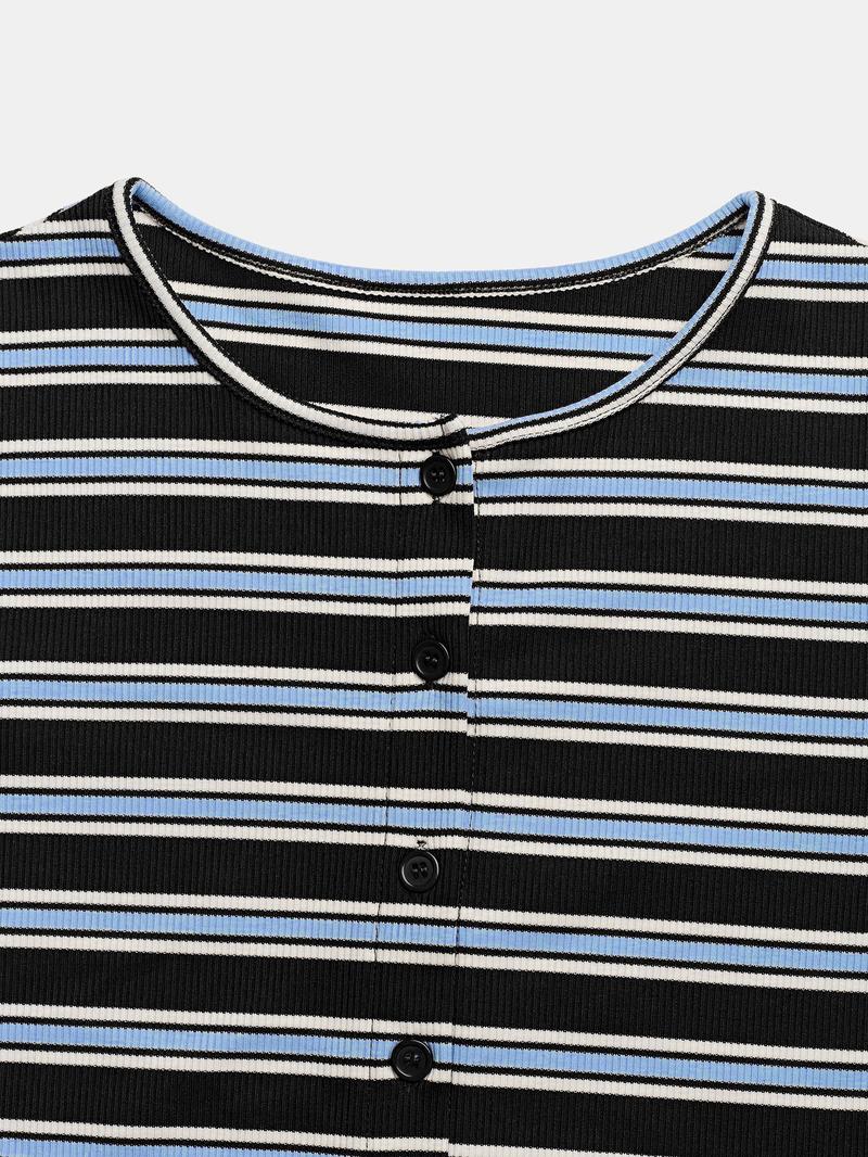 Women's Casual Colorblock Striped Long Sleeve Top & Loose-Fit Pants Set, Perfect for Holidays, Commuting, Daily Wear Women's Casual Colorblock Striped Long Sleeve Top & Loose-Fit Pants Set, Perfect for Holidays, Commuting, Daily Wear