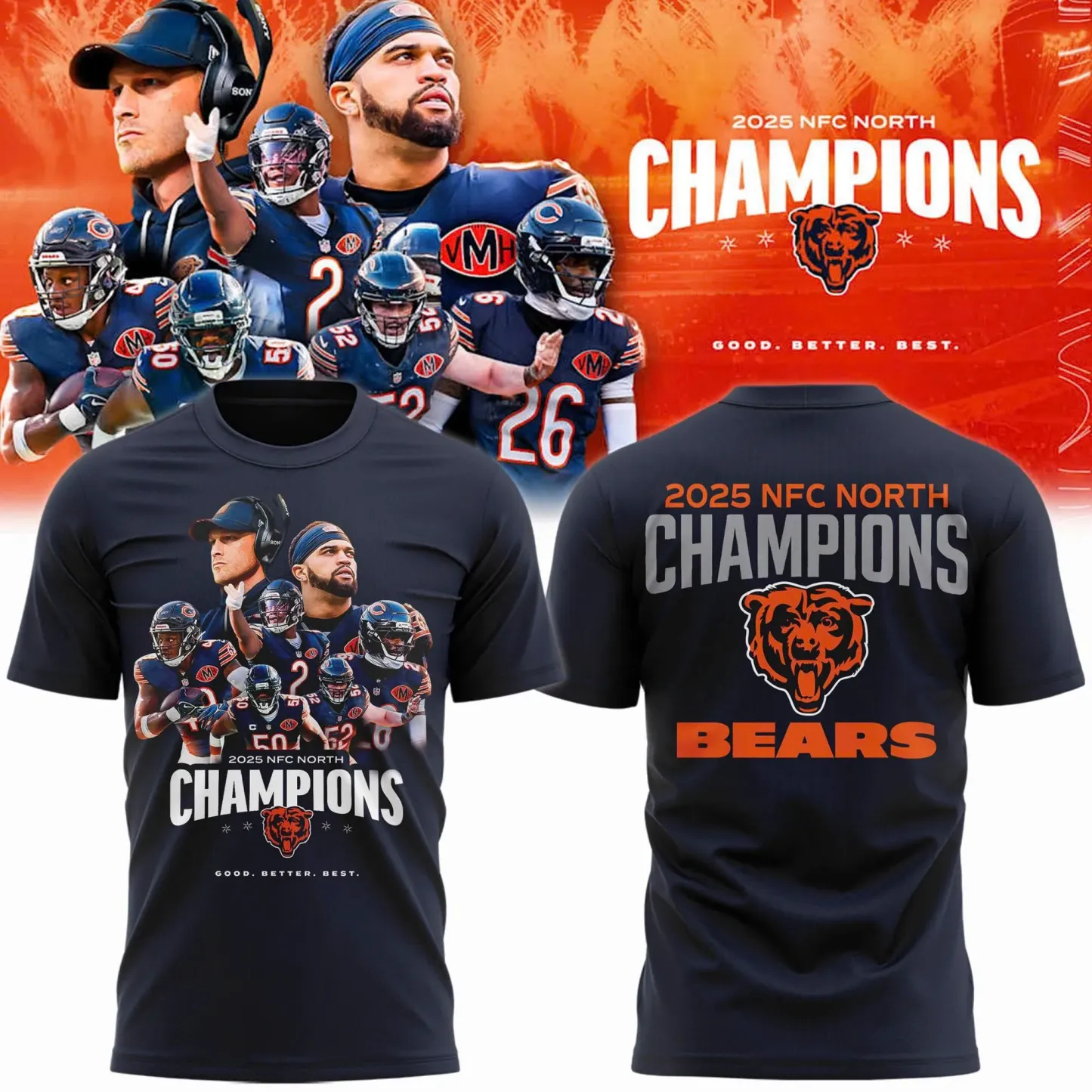 Bears 2025 NFC North Champions T-Shirt- 2