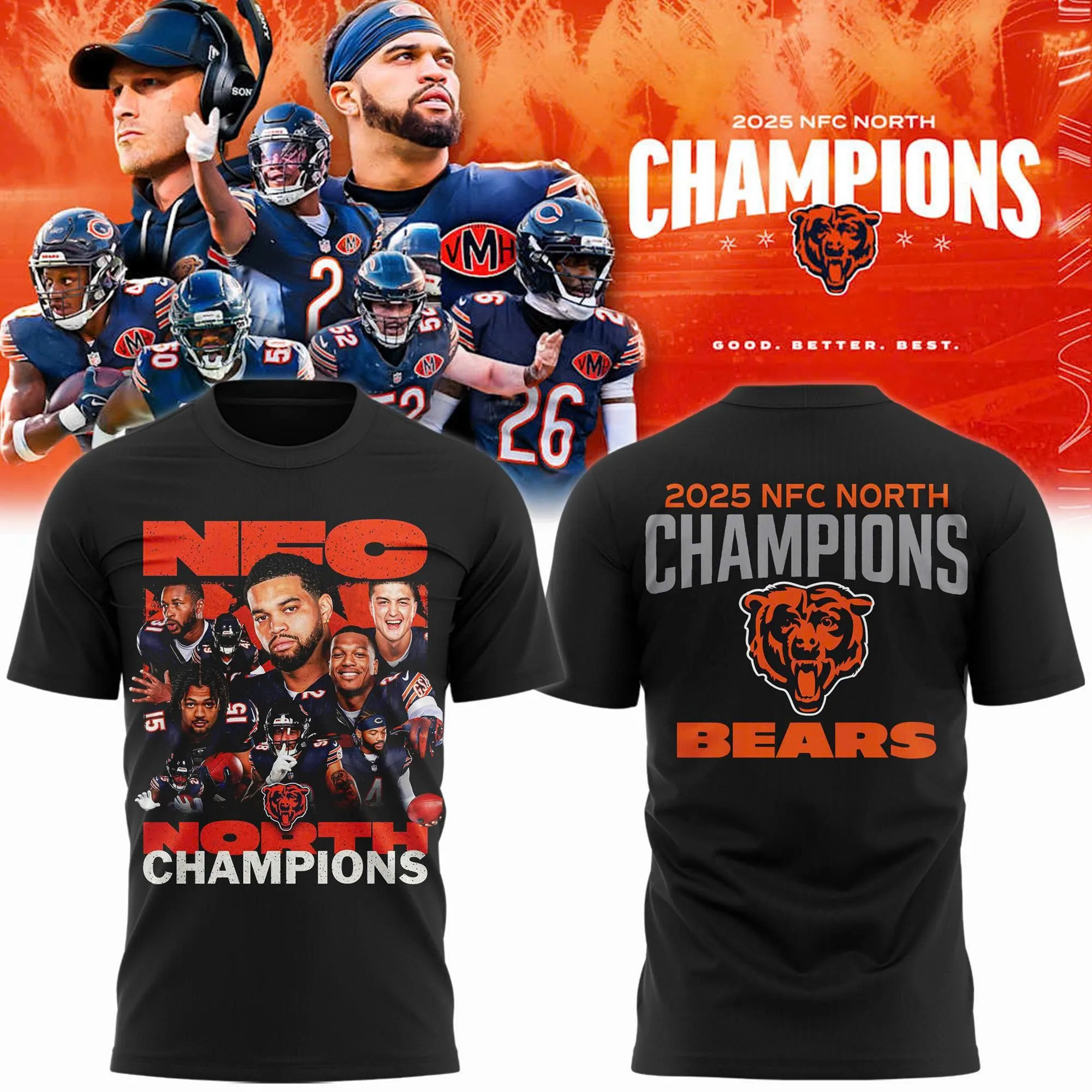 Bears 2025 NFC North Champions Printed T-Shirt2