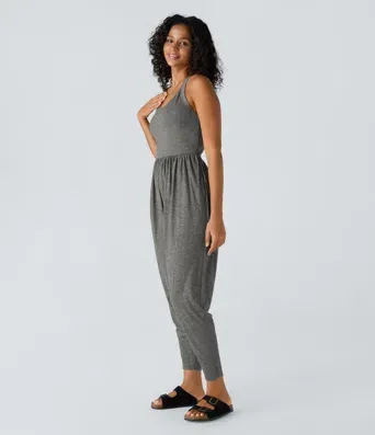 Backless Twisted Harem Casual Plus Size Jumpsuit with Side Pocket-Easy Peezy Edition