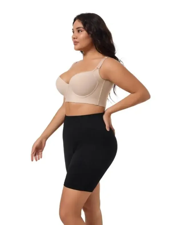 Back Smoothing Bra PushUp Plus Size Bra HideBack Fat NoUnderwear Simple Wireless3/4Coverage Comfort Seamless Bra