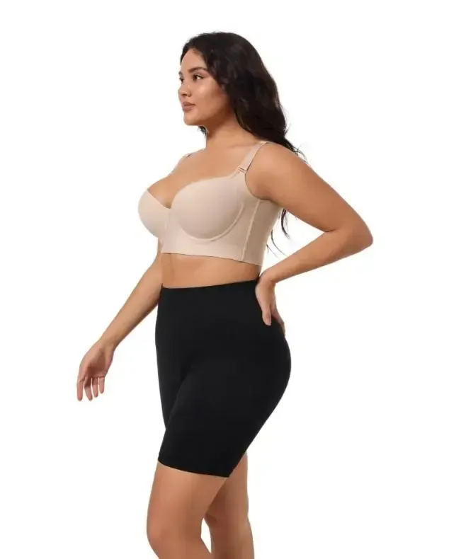 Back Smoothing Bra PushUp Plus Size Bra HideBack Fat NoUnderwear Simple Wireless3/4Coverage Comfort Seamless Bra