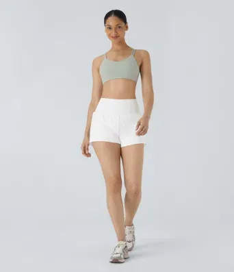 2026🔥Halara UK Super High Waisted Back Pocket & Side Hidden Pocket 2-in-1 Yoga Shorts