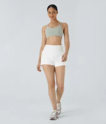 2026🔥Halara UK Super High Waisted Back Pocket & Side Hidden Pocket 2-in-1 Yoga Shorts