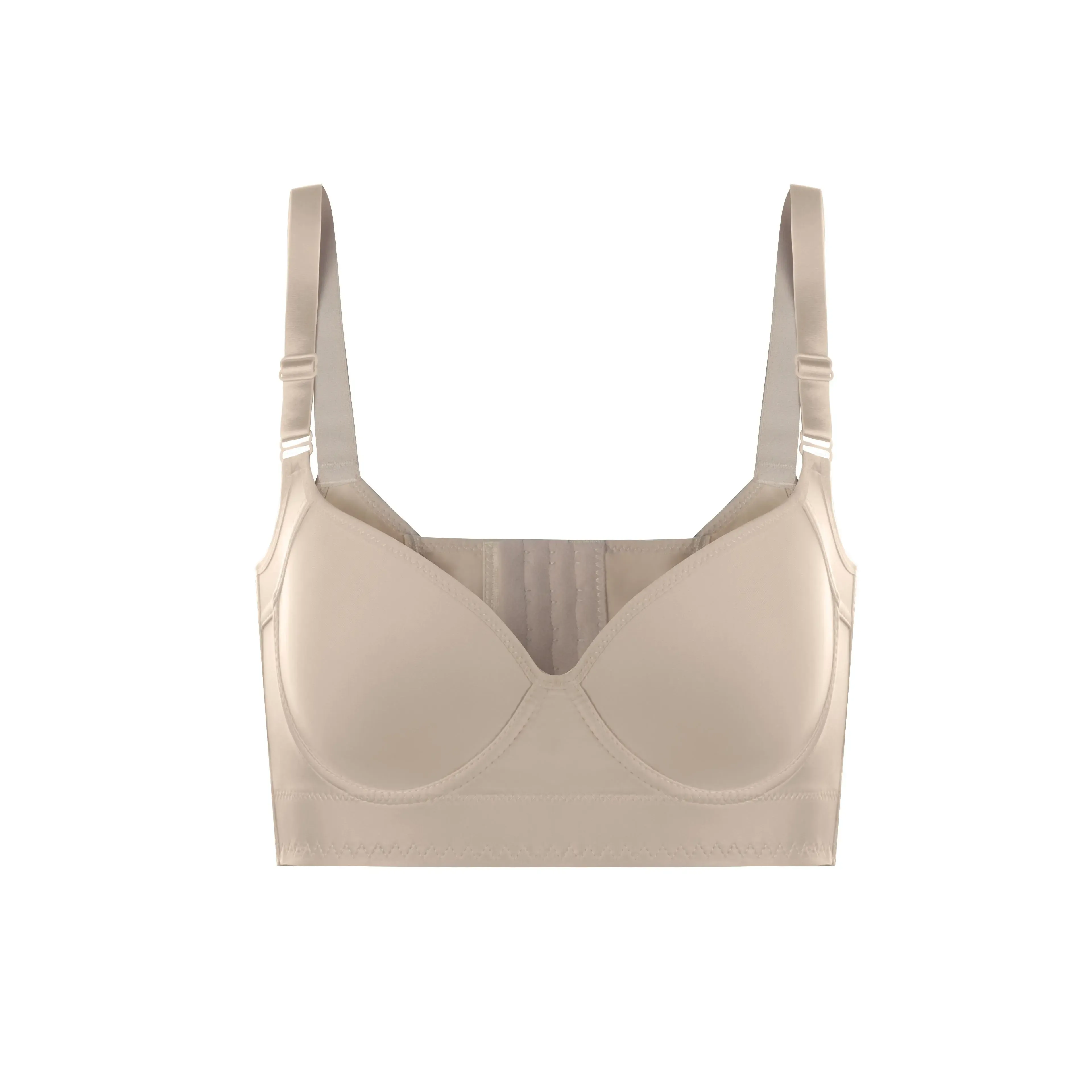 Back Smoothing Bra PushUp Plus Size Bra HideBack Fat NoUnderwear Simple Wireless3/4Coverage Comfort Seamless Bra