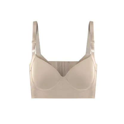 Back Smoothing Bra PushUp Plus Size Bra HideBack Fat NoUnderwear Simple Wireless3/4Coverage Comfort Seamless Bra