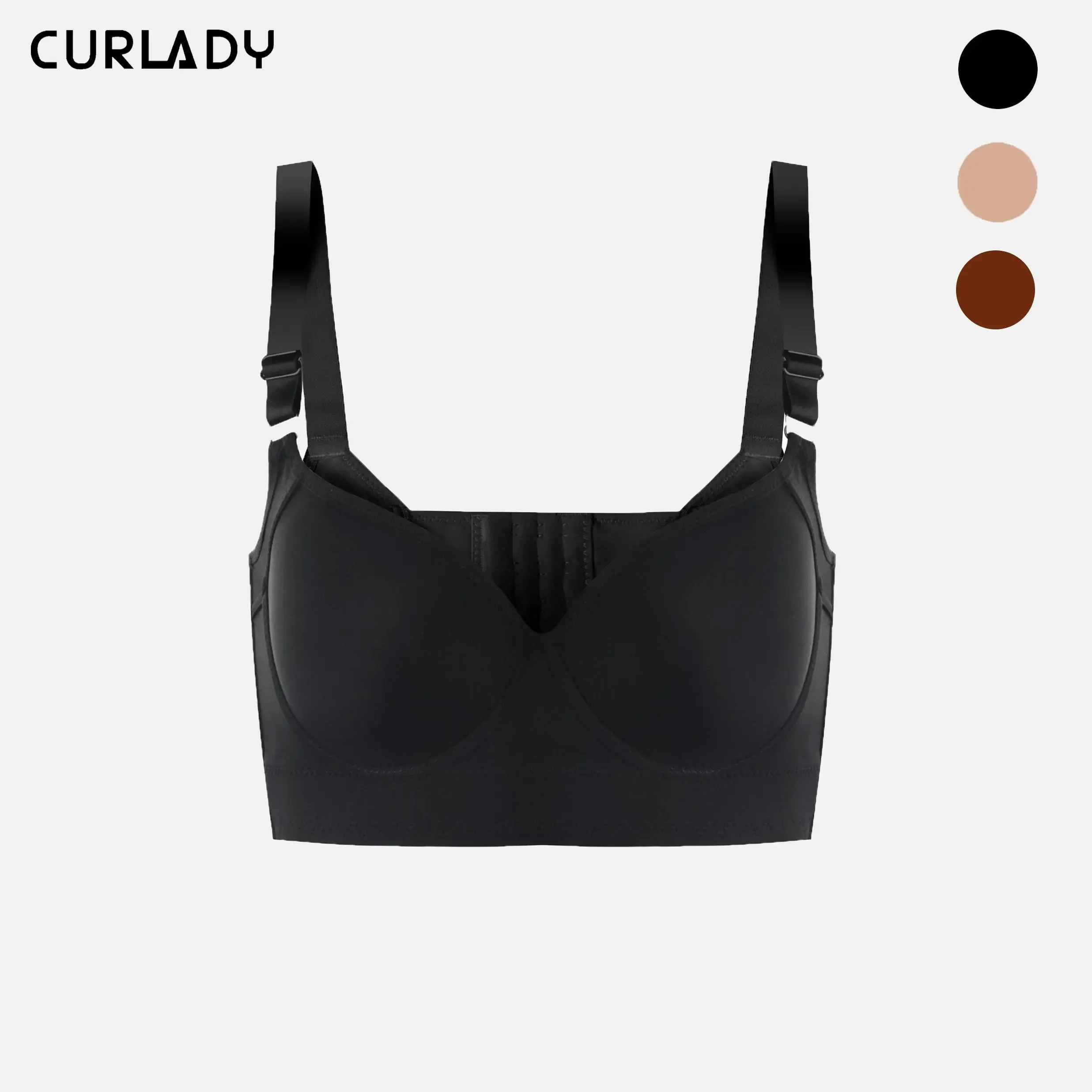 Back Smoothing Bra PushUp Plus Size Bra HideBack Fat NoUnderwear Simple Wireless3/4Coverage Comfort Seamless Bra