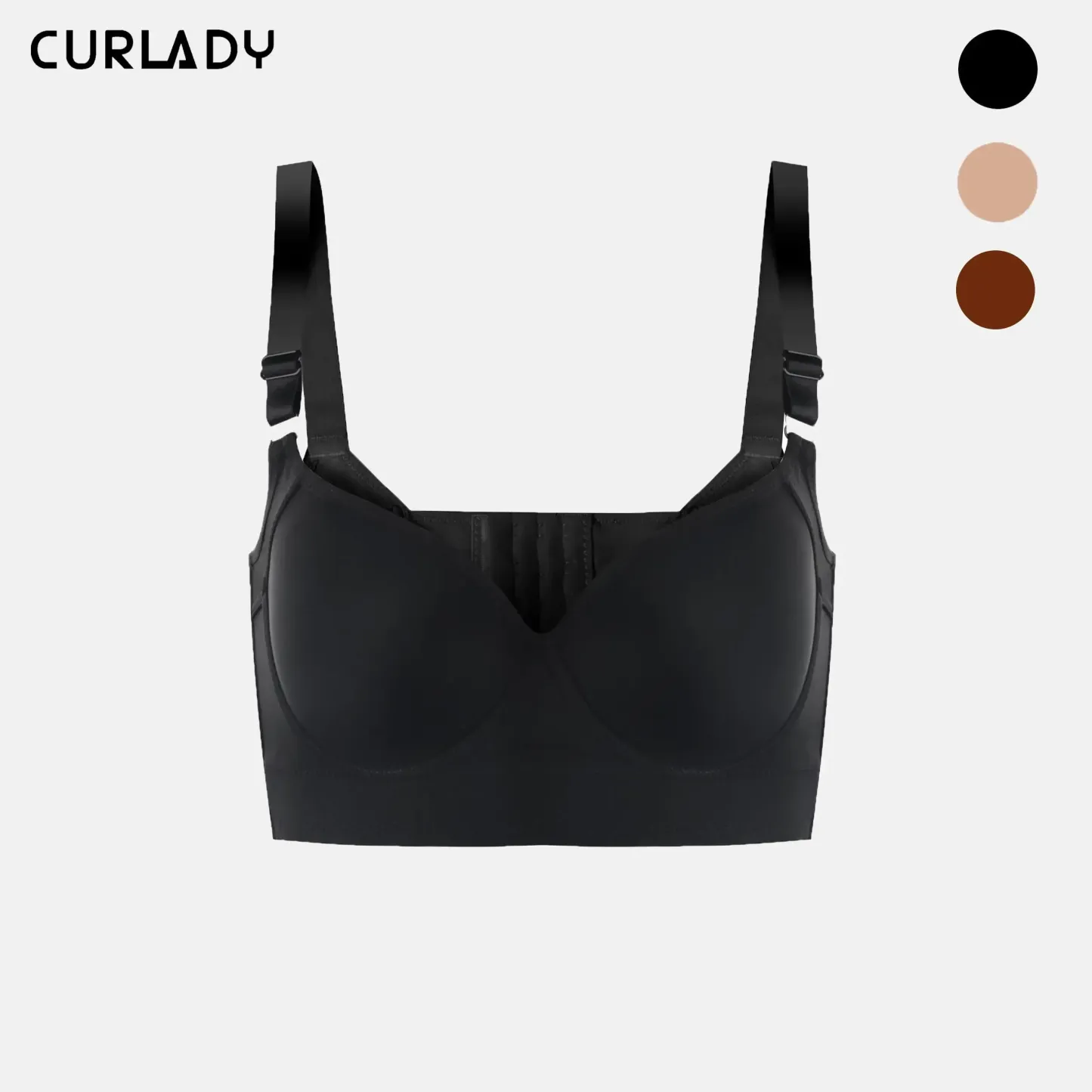 Back Smoothing Bra PushUp Plus Size Bra HideBack Fat NoUnderwear Simple Wireless3/4Coverage Comfort Seamless Bra