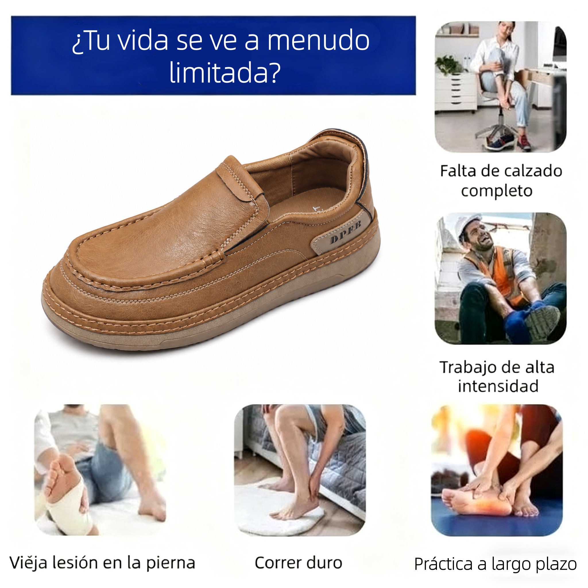 🔥 Zapatos ortopédicos australianos para hombre, hechos a mano 👞 Alivio inteligente del dolor, fáciles de poner y quitar ✅ Impermeables y antideslizantes - Amplia gama de tallas