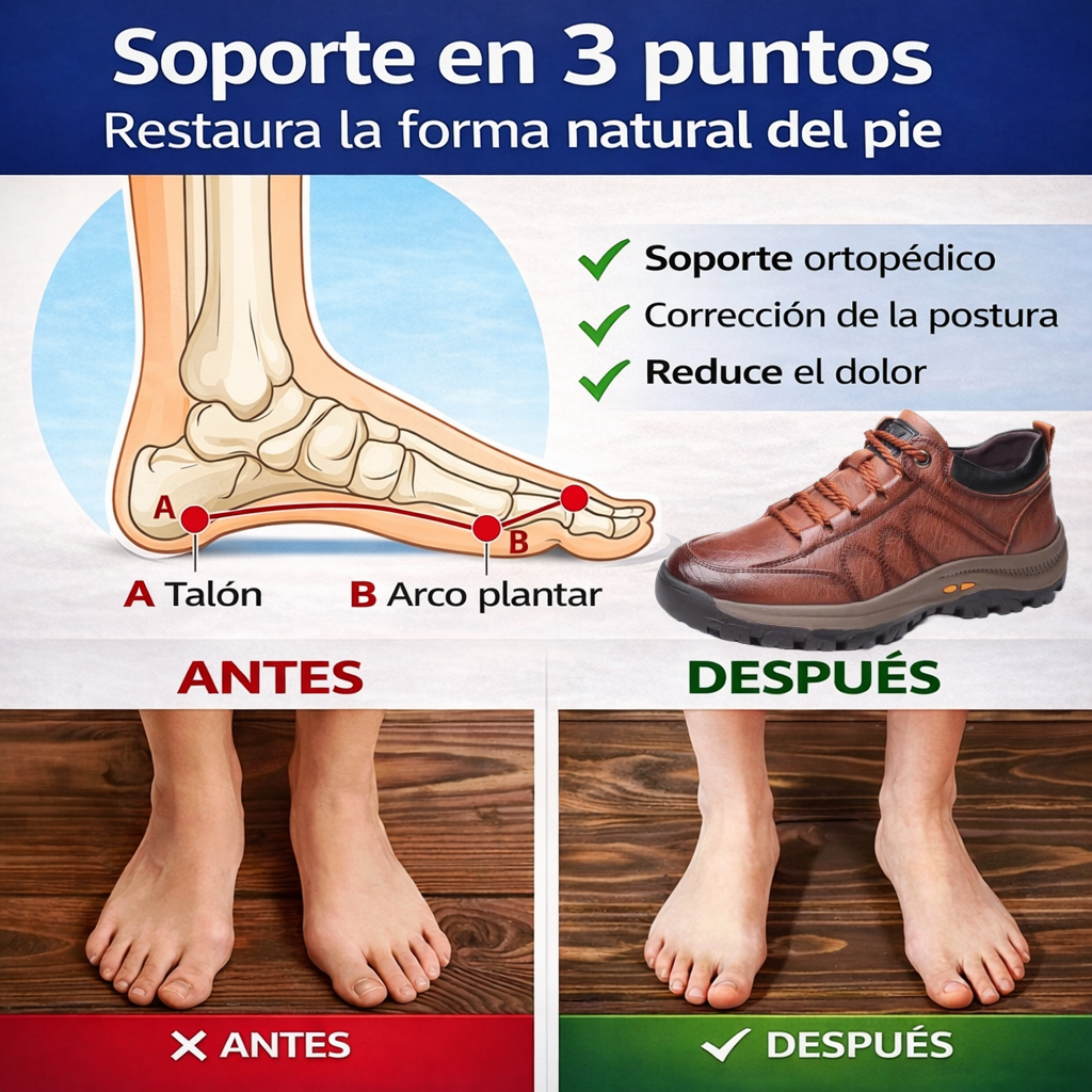 【🎁Compra uno y llévate otro gratis】Zapatos ortopédicos para hombre, piel de becerro cosida a mano🐂 Impermeables y antideslizantes - Soporte para el arco del pie✅ Todas las tallas disponibles