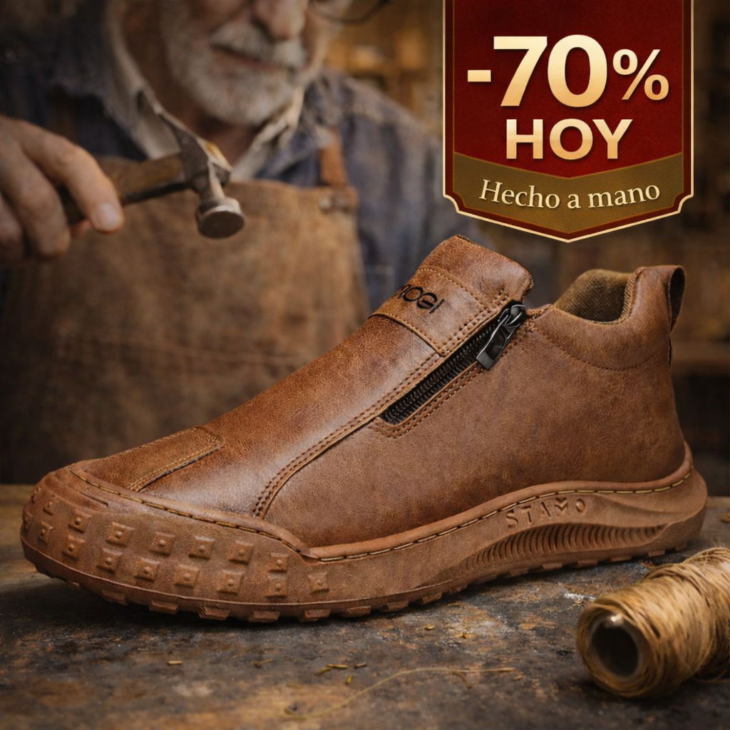 ⏰ Compra uno y llévate otro gratis 🔥 Zapatos ortopédicos para hombre — Hechos a mano con piel de vacuno auténtica 🐂 Equipados con soporte para el arco del pie — Ideales para senderismo ✅ Varios tamaños disponibles