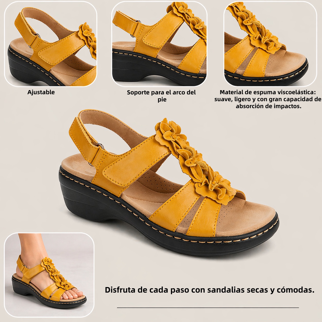 🔥 Sandalias ortopédicas de verano para mujer: soporte para el arco, tacón plano, ideales para quienes sufren de fascitis plantar. Fáciles, cómodas y sin dolor en cada paso ✅