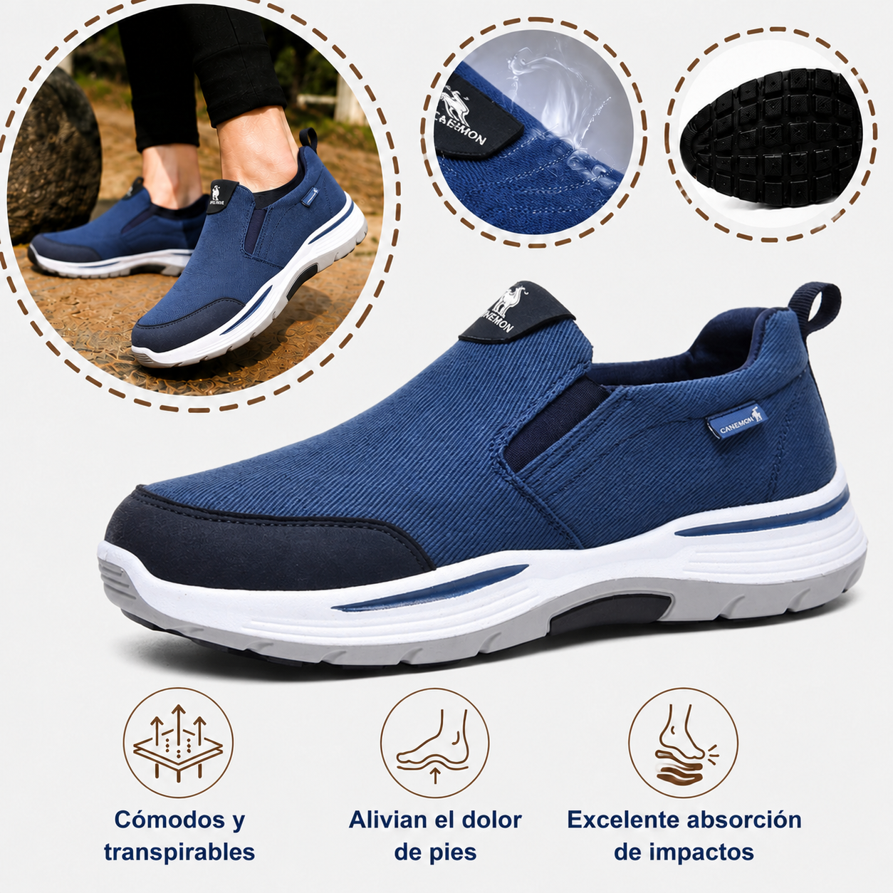 🔥Zapatillas ortopédicas de diseño ergonómico⏰ Zapatillas de lona ligeras y transpirables 👞 Amplia gama de tallas: camina con confianza