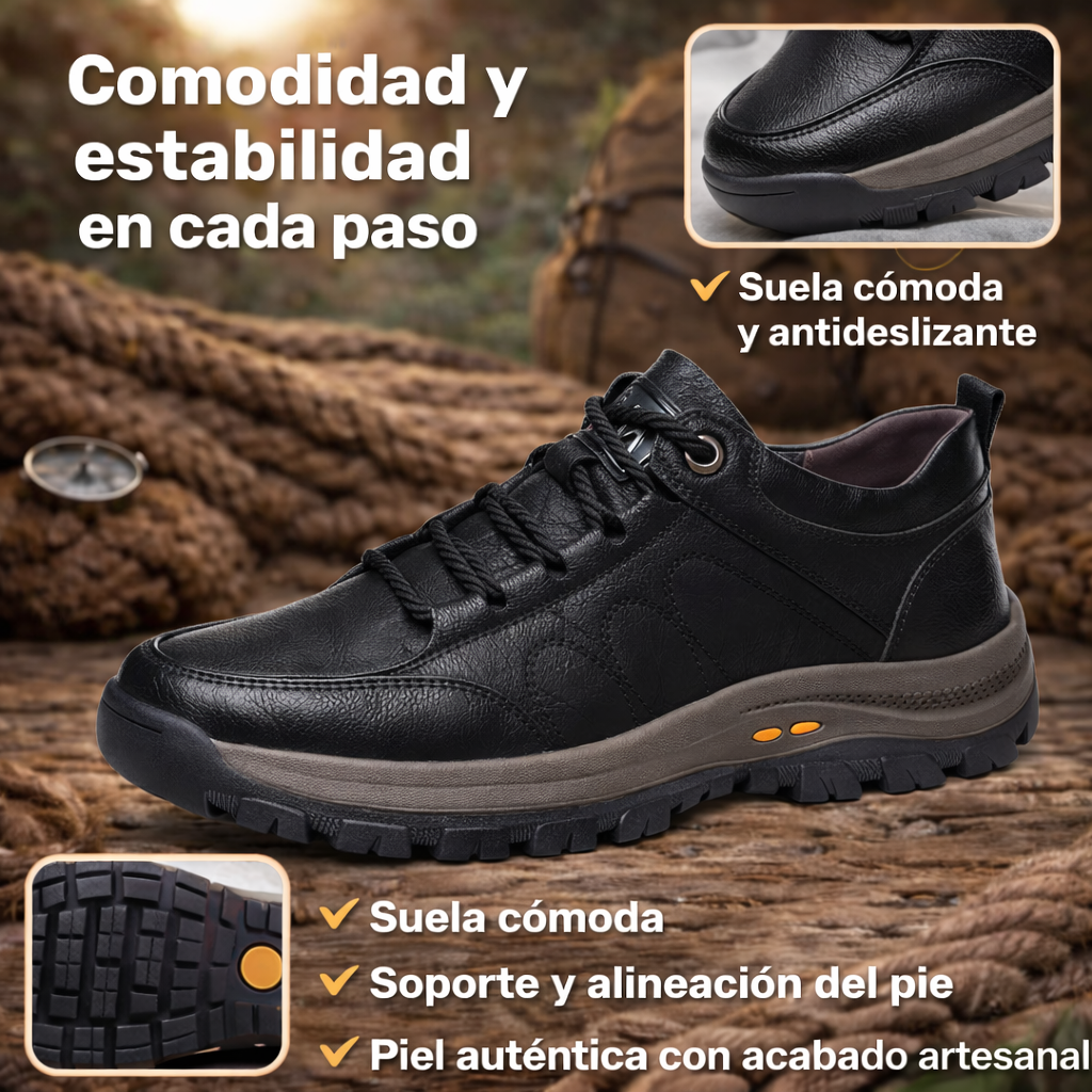 VIGOURR® – Zapatos de piel auténtica, cosidos a mano, diseñados para proporcionar una pisada estable, cómoda y natural durante todo el día