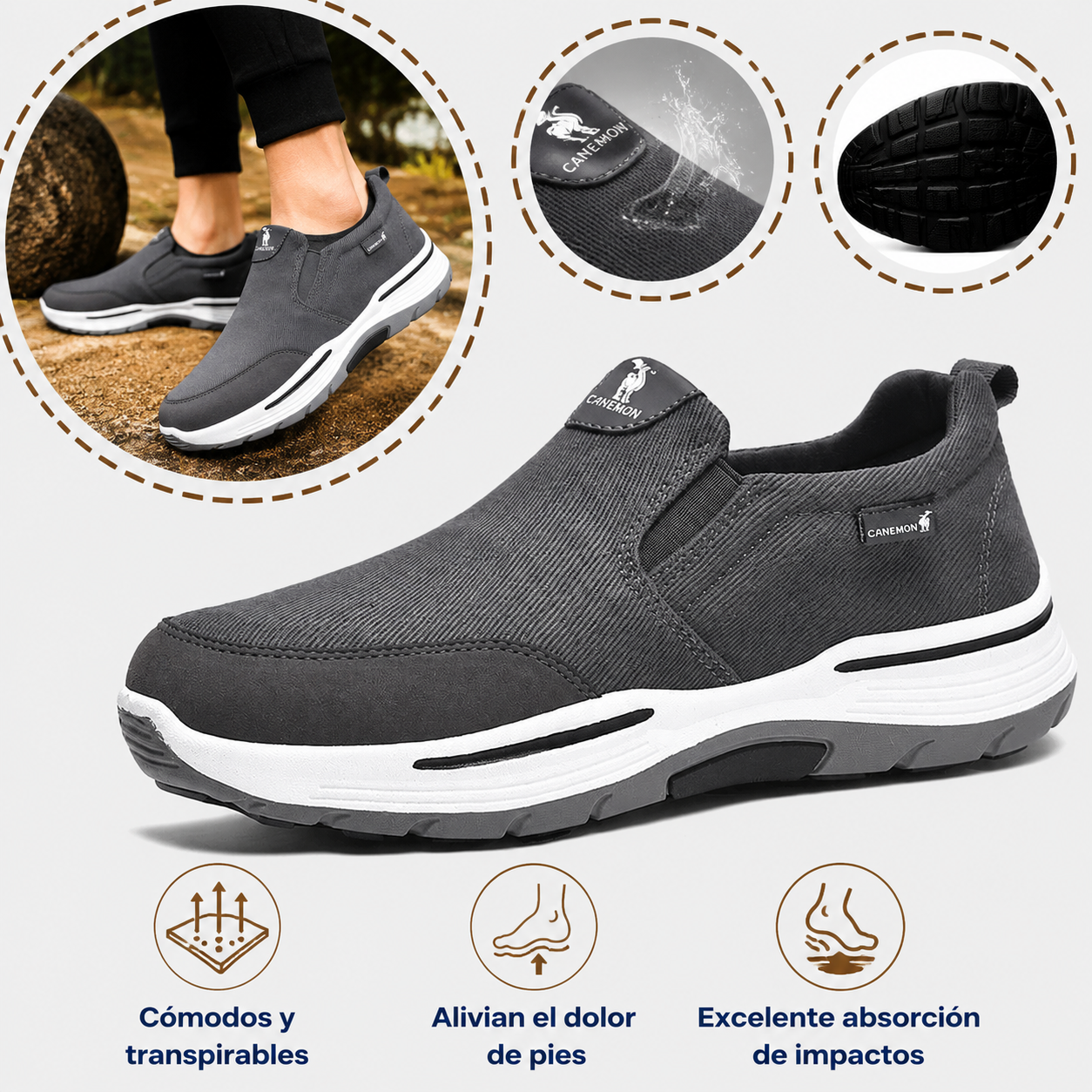 🔥Zapatillas ortopédicas de diseño ergonómico⏰ Zapatillas de lona ligeras y transpirables 👞 Amplia gama de tallas: camina con confianza