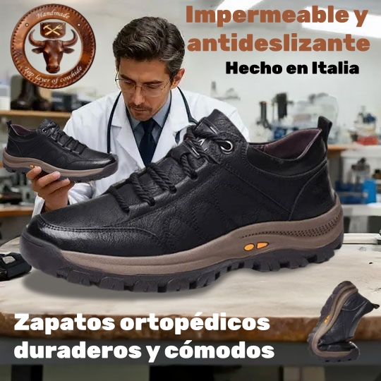 🔴 Zapatos de piel genuina italiana cosidos a mano ✅ Zapatos ortopédicos con AI + soporte de tobillo 🦶 ¡Apto para personas con problemas en los pies!