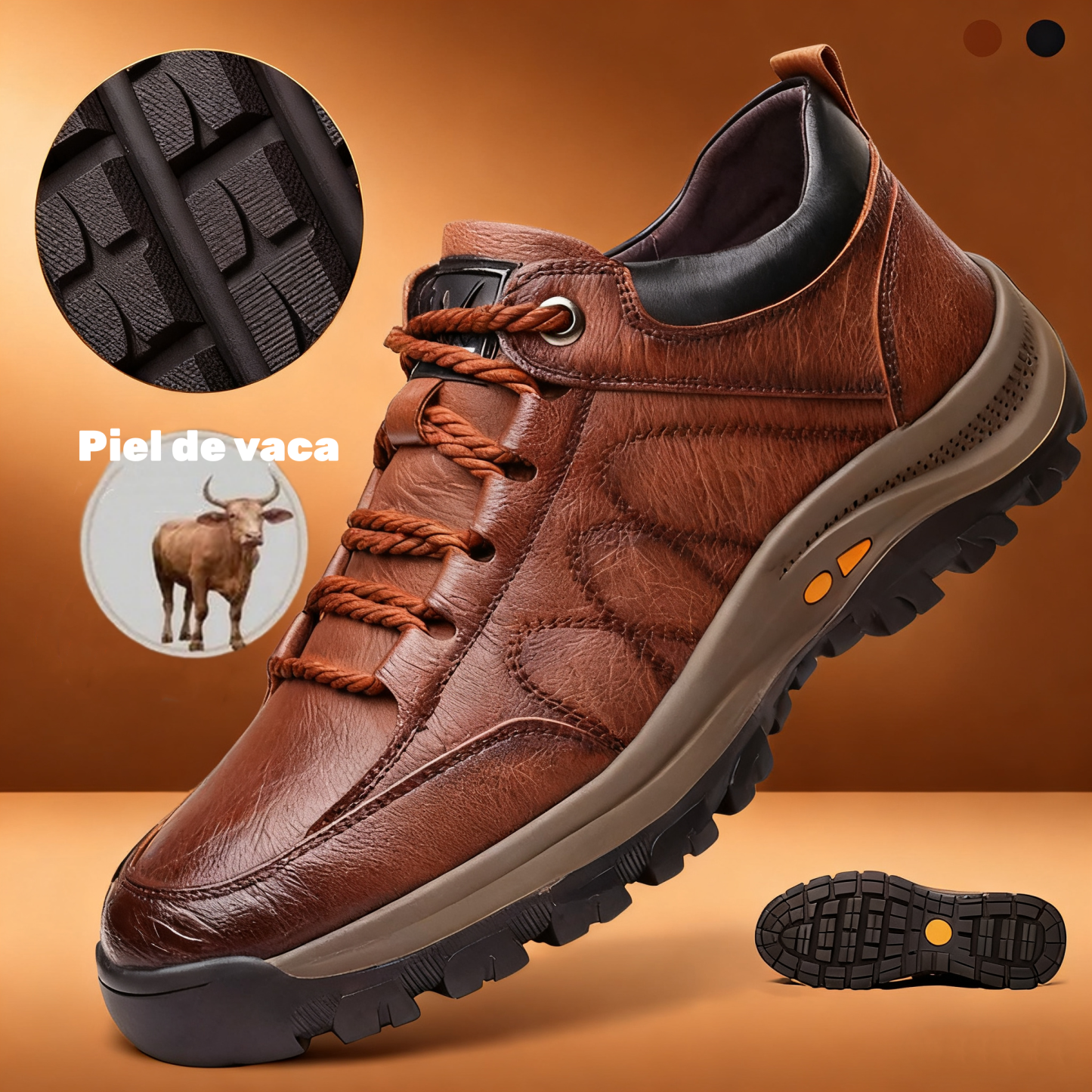 【🎁Oferta por tiempo limitado】🐂 Zapatos ortopédicos para hombre, hechos de piel de becerro australiana👞 Cosidos a mano, impermeables y antideslizantes✅ Soporte de arco: caminata cómoda✅